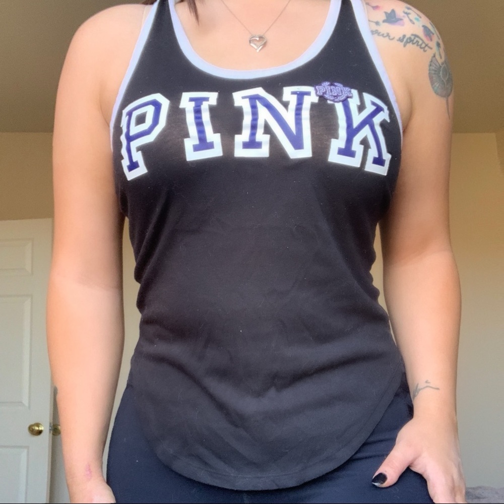 PINK Purple and White Racerback Tank Top